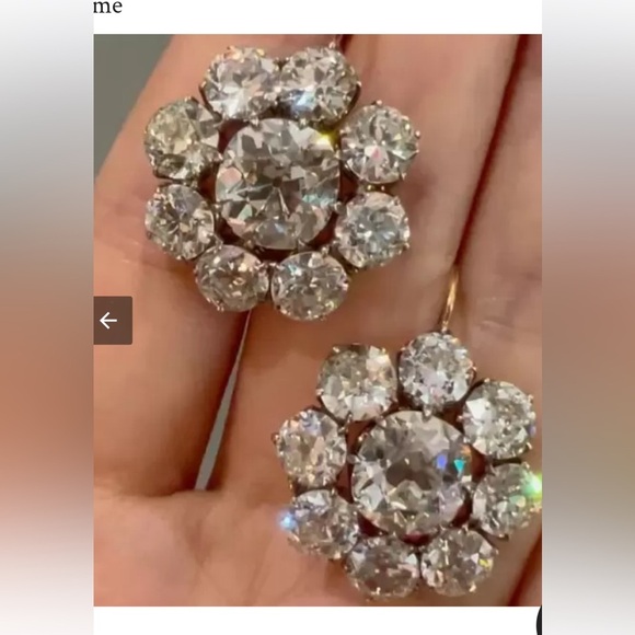🎁Huge 24.6 ctw lab White Sapphire Flower Drop Earrings.  Art Deco vintage style - Picture 15 of 15